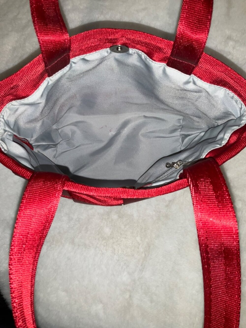 The Original SEATBELT BAG in Red Nylon Small tote 2 handle - Picture 4 of 6